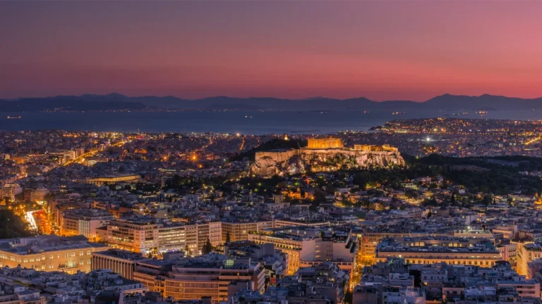 Athens city view by night